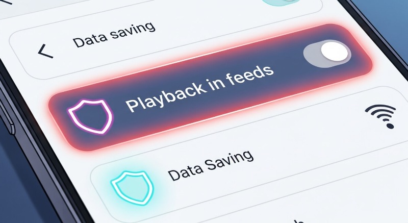 스마트폰 설정 메뉴 화면, 피드에서 재생 항목을 