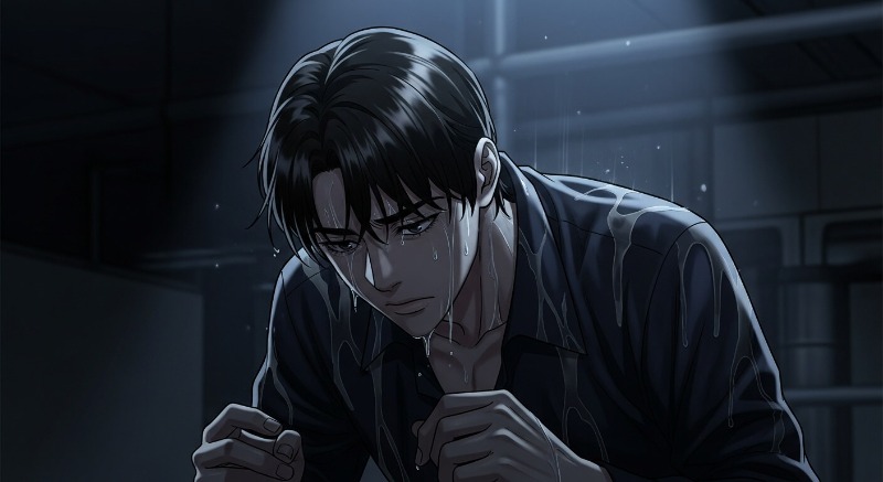 아무리 닦아도 얼룩이 지지 않아 당황하거나 바닥에 미끄러져 넘어지는 모습