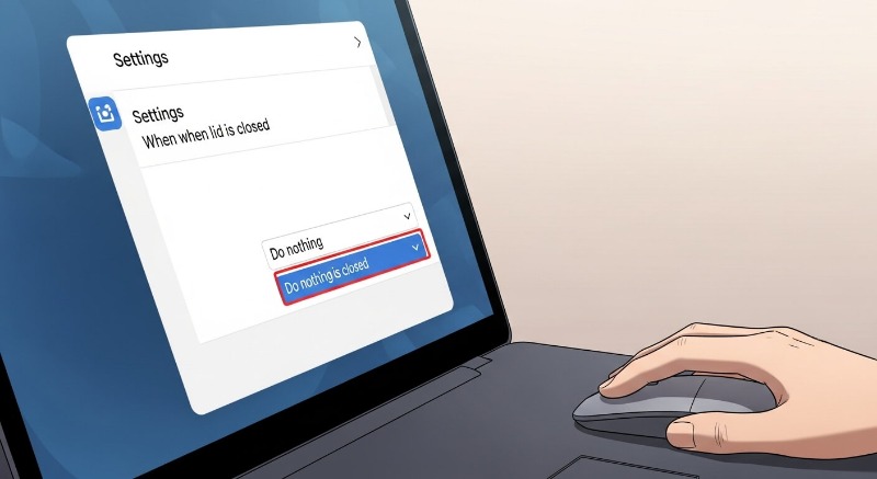 배터리 사용과 전원 사용 시 덮개 닫을 때 동작을 