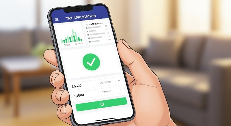 스마트폰으로 손택스 앱을 실행하여 소득 내역을 확인하고 PDF로 저장하려는 손동작