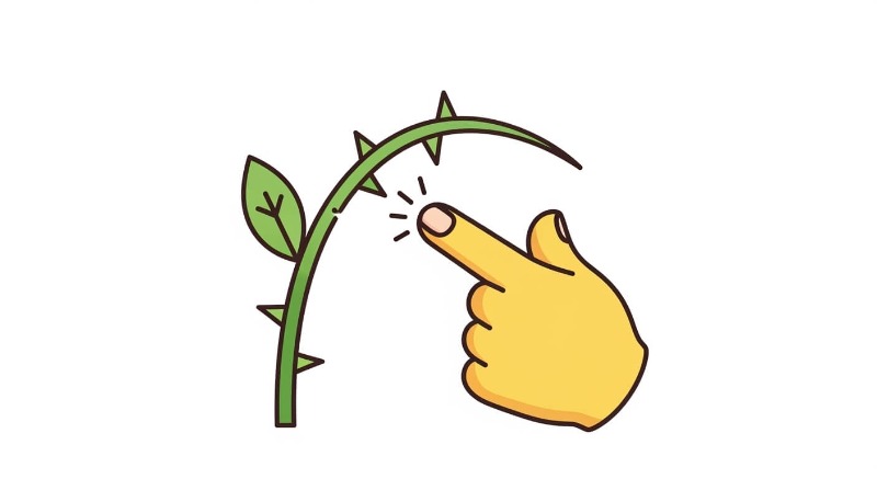 장미 줄기의 날카로운 가시