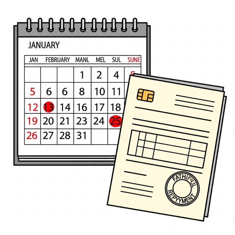 달력에 6개월 체크 표시가 되어 있고, 법원 마크가 찍힌 변제 수행 납입 증명서 서류 이미지