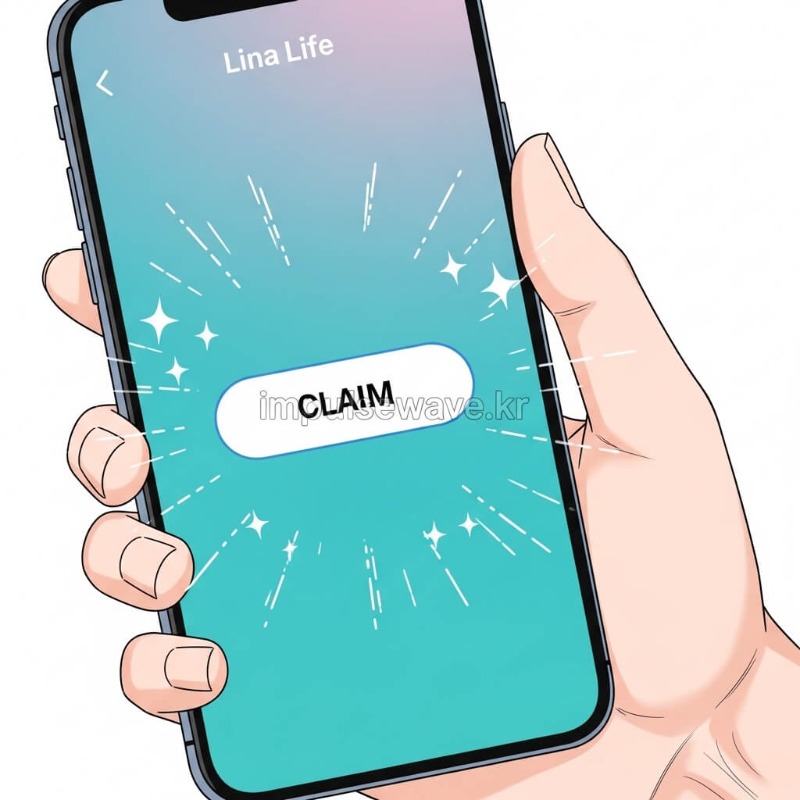 스마트폰 화면에 라이나생명 앱이 실행되어 있고, 