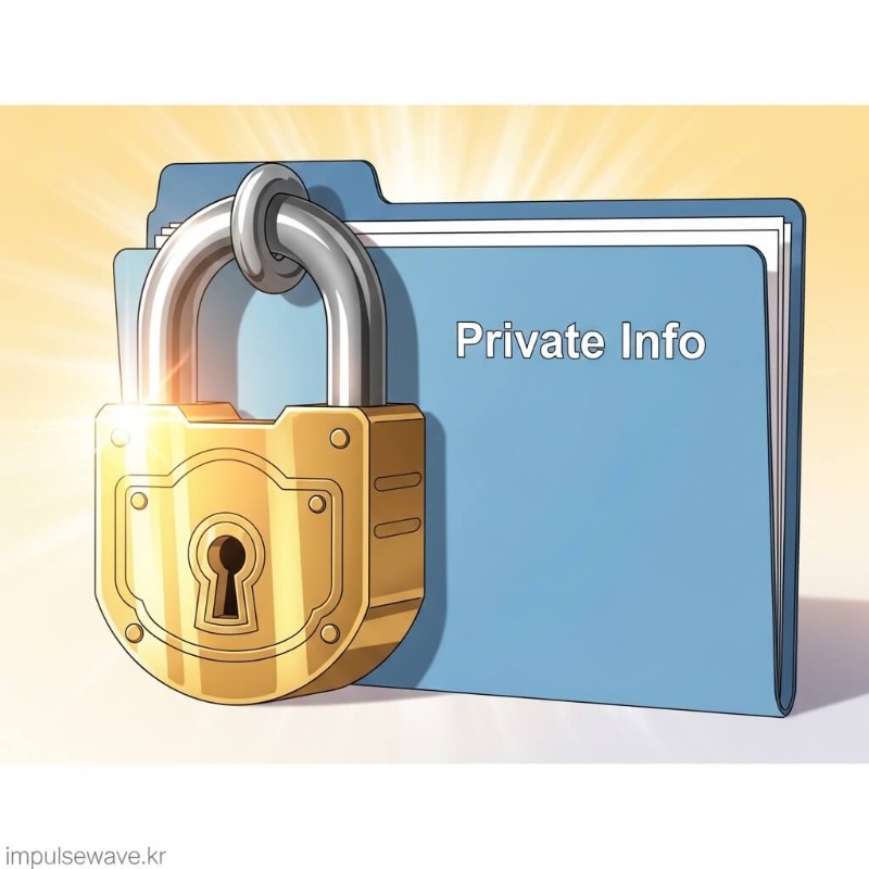 튼튼한 자물쇠가 개인정보 서류를 잠그고 있는 모습, 안전한 프라이버시 보호를 상징