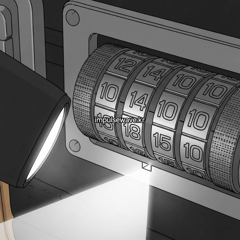 캐리어 다이얼 아래의 미세한 홈을 스마트폰 플래시로 비추며 찾는 클로즈업 사진