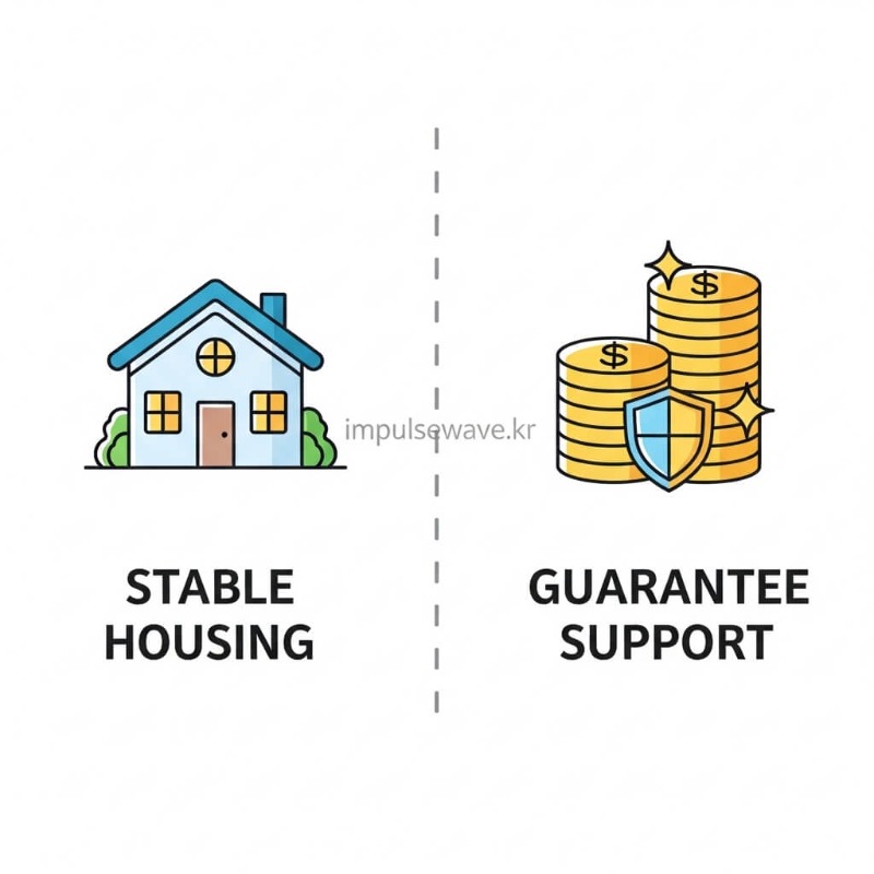 주거안정 월세 대출과 보증부 월세 대출의 조건을 비교하는 인포그래픽 보드