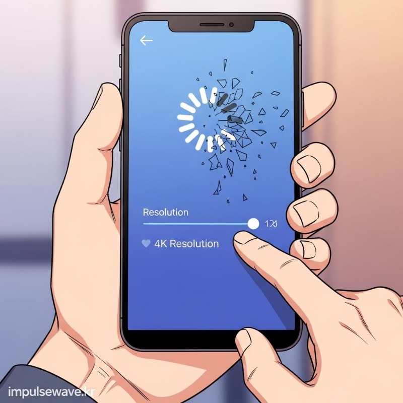 리밴스드 설정 화면의 Video 메뉴에서 해상도를 2160p(4K)로 선택하고 Spoof 기능을 활성화하는 손가락