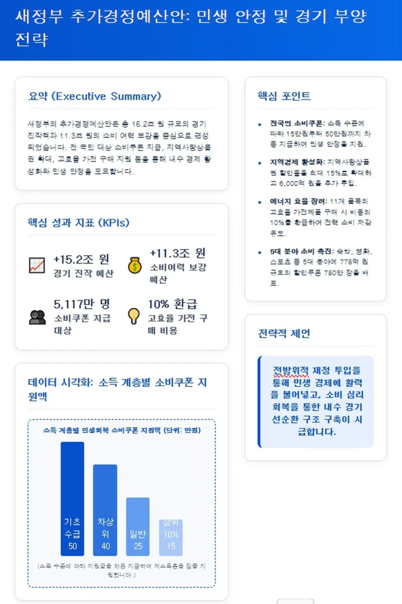 민생안정 추가경정예산안 주요 내용 요약 이미지