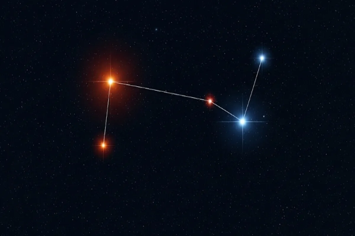 선명한 겨울 밤하늘을 수놓은 오리온자리와 밝게 빛나는 베텔게우스, 리겔 그리고 삼태성