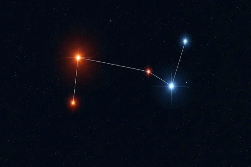 선명한 겨울 밤하늘을 수놓은 오리온자리와 밝게 빛나는 베텔게우스, 리겔 그리고 삼태성