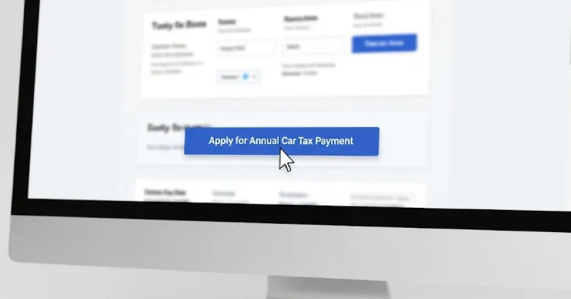 컴퓨터 위택스 홈페이지에서 자동차세 연납 신청 버튼을 클릭하는 모습