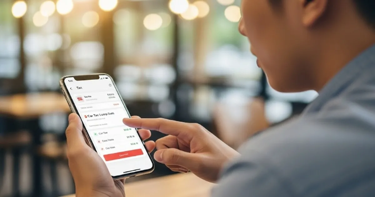 스마트폰의 스마트 위택스 앱으로 자동차세 연납을 신청하는 모습