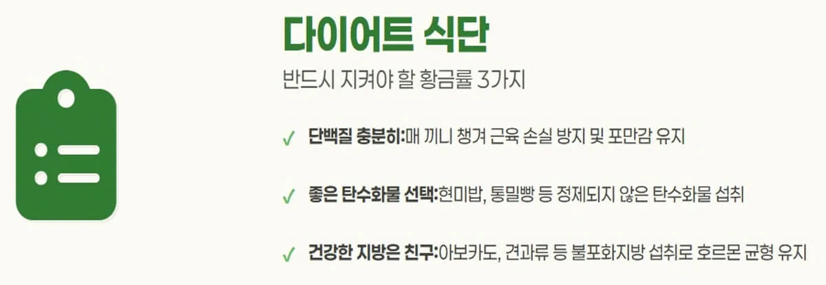 다이어트 식단의 황금률: 단백질, 좋은 탄수화물, 건강한 지방