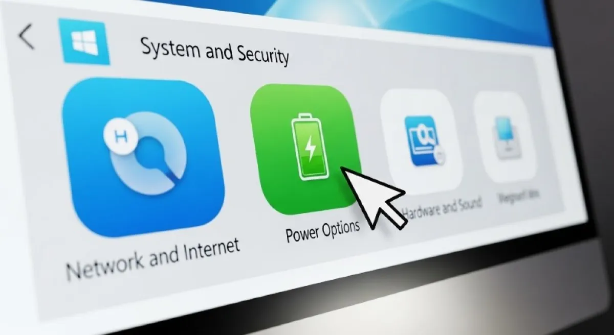 윈도우 제어판의 전원 옵션 창 화면, 덮개를 닫으면 수행할 작업 선택 메뉴를 클릭하는 마우스 커서