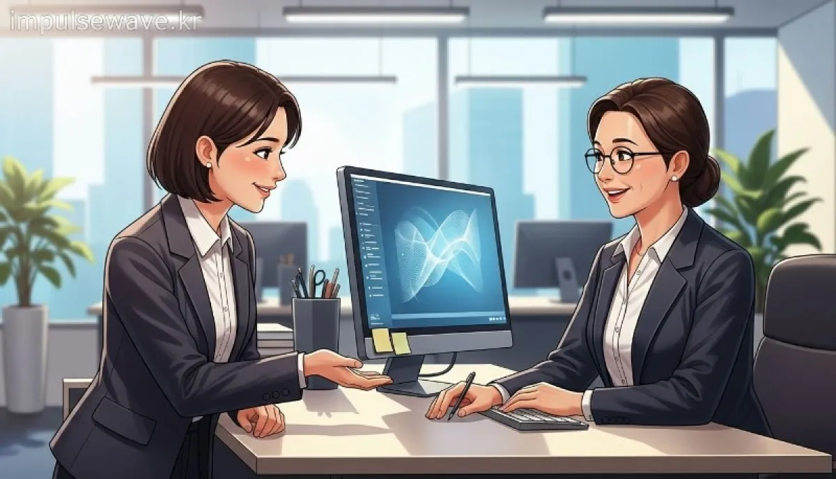 직장인이 회사 경영지원팀(인사팀) 직원에게 서류 발급을 요청하며 대화하는 모습