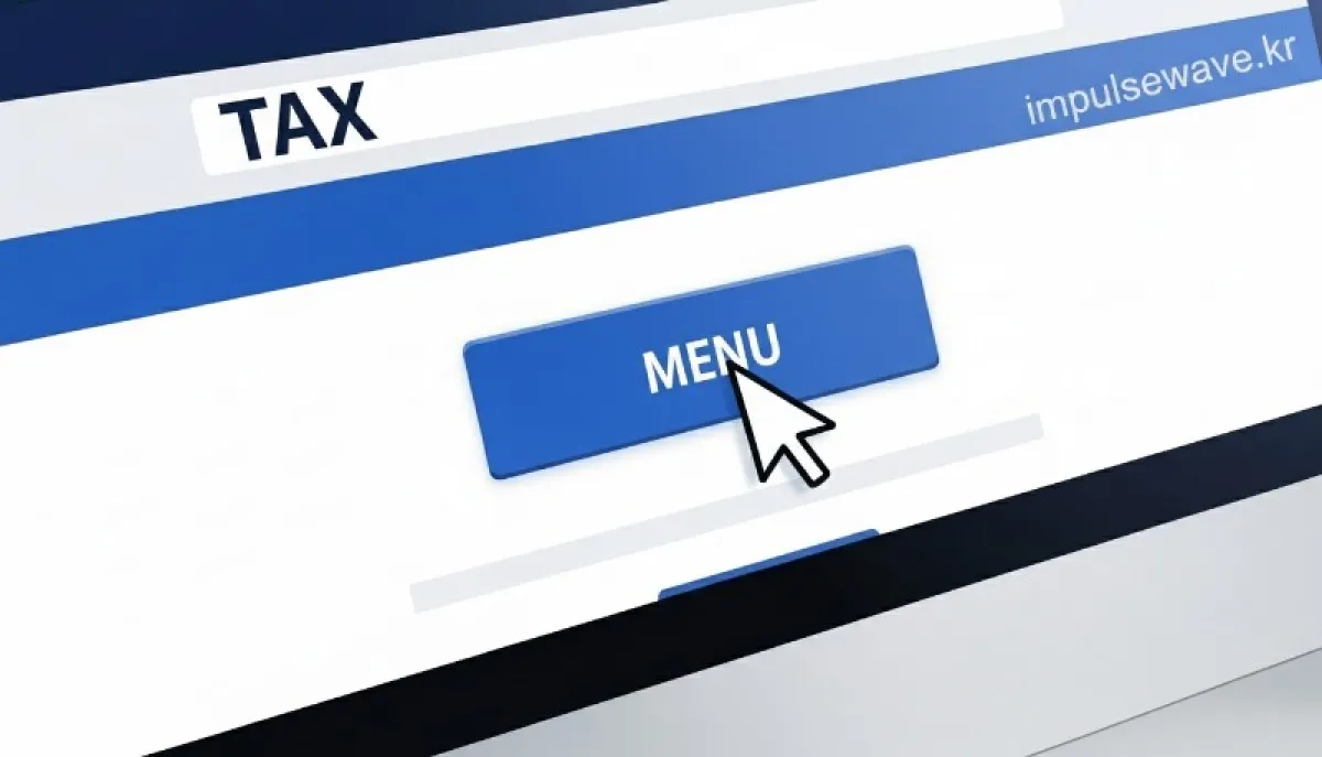 국세청 홈택스 웹사이트 화면, 마우스 커서가