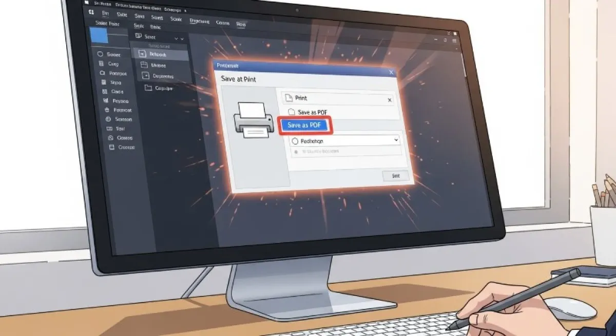 컴퓨터 화면의 인쇄 설정 창에서 프린터 대신
