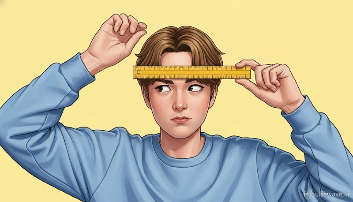 줄자가 없을 때 스마트폰 충전기 케이블이나 운동화 끈으로 머리 크기를 재는 생활 꿀팁