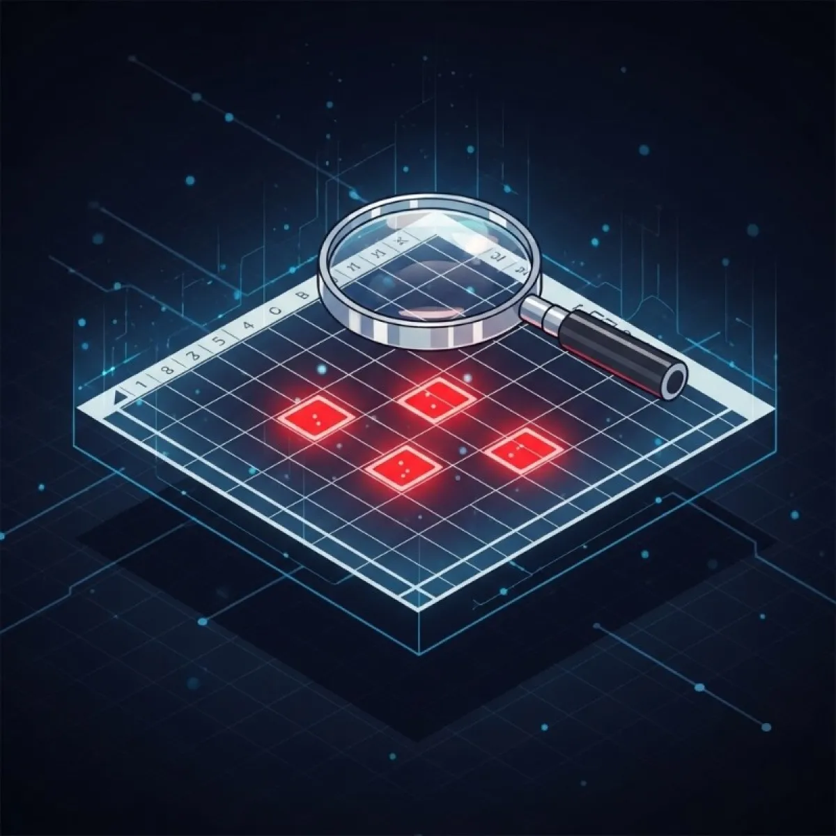 엑셀 시트에서 중복된 값들이 빨간색 배경으로 하이라이트 되어 있는 조건부 서식 적용 화면