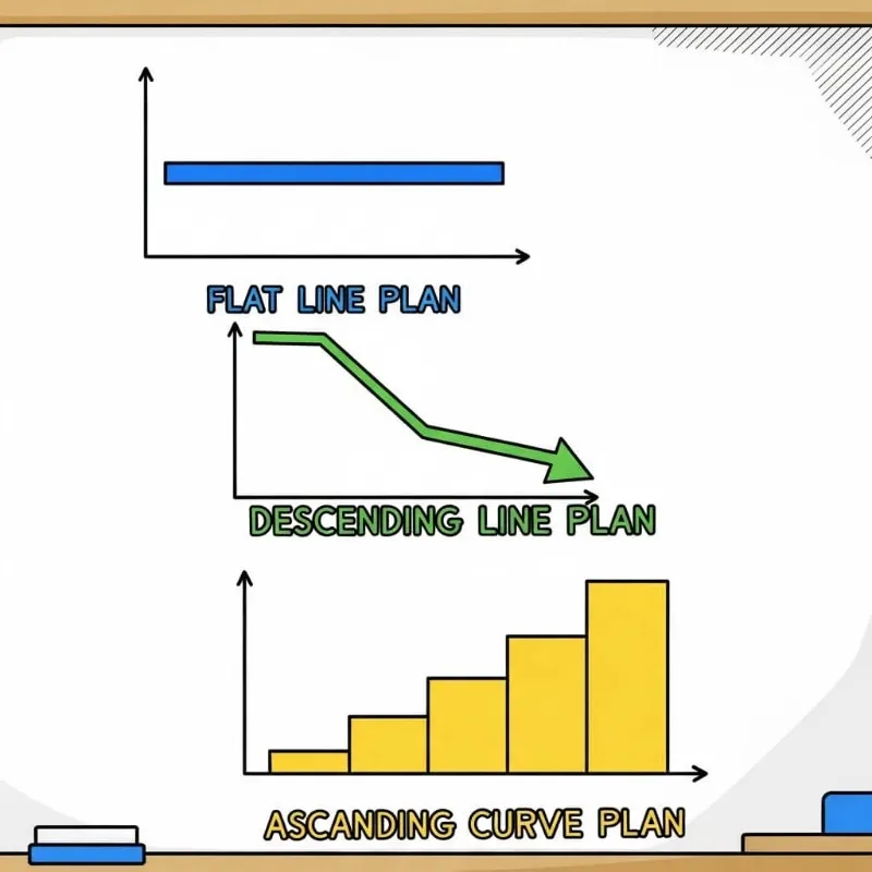 원리금 균등, 원금 균등, 체증식 상환의 월별 상환액 그래프를 비교한 인포그래픽