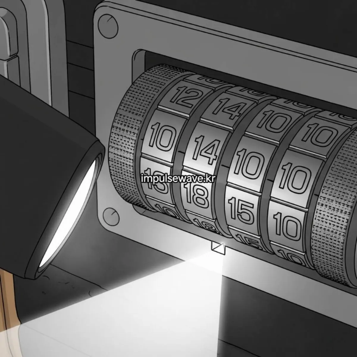 캐리어 다이얼 아래의 미세한 홈을 스마트폰 플래시로 비추며 찾는 클로즈업 사진