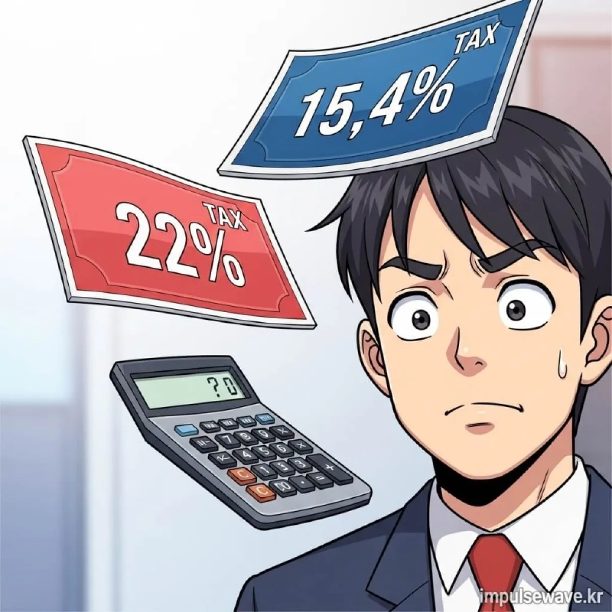 세금 계산기를 두드리는 손과