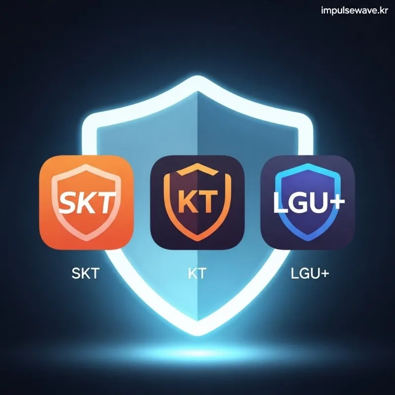 SKT, KT, LGU+ 각 통신사의 스팸 필터링 앱 아이콘과 실행 화면