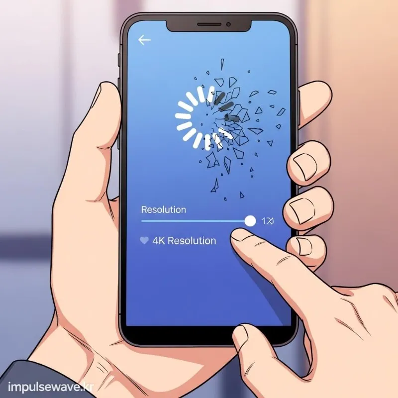 리밴스드 설정 화면의 Video 메뉴에서 해상도를 2160p(4K)로 선택하고 Spoof 기능을 활성화하는 손가락