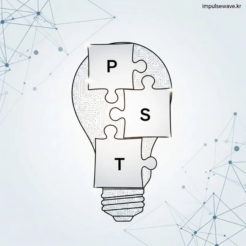 P(Problem), S(Solution), S(Scale-up), T(Team) 각 항목이 연결된 퍼즐 조각 모양의 사업계획서 구조도