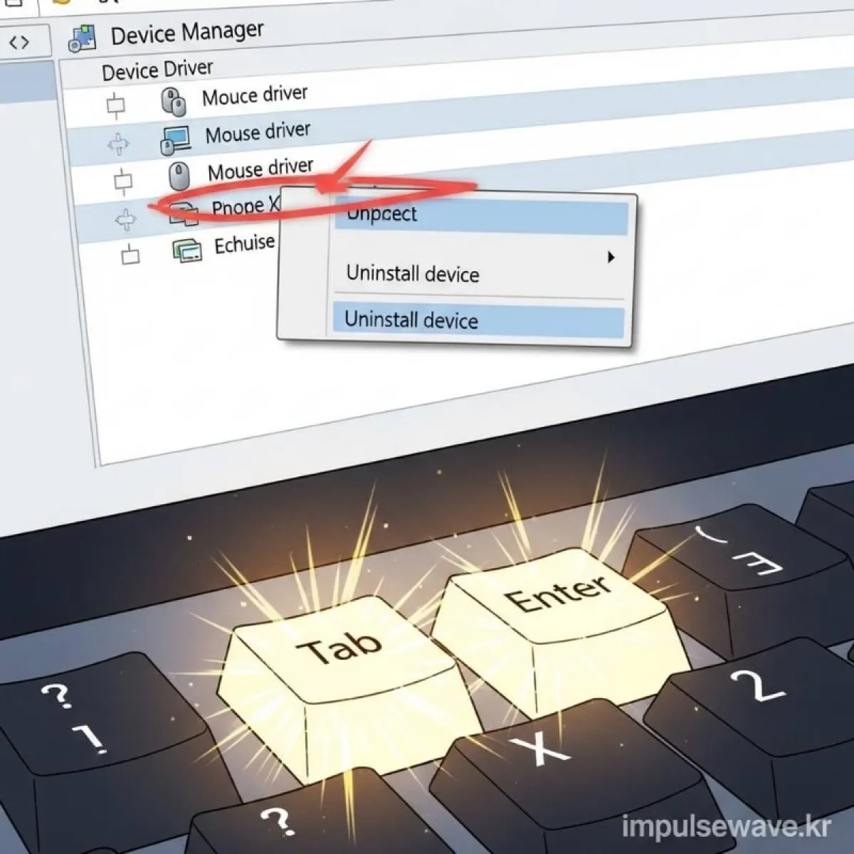 윈도우 장치 관리자 화면에서 