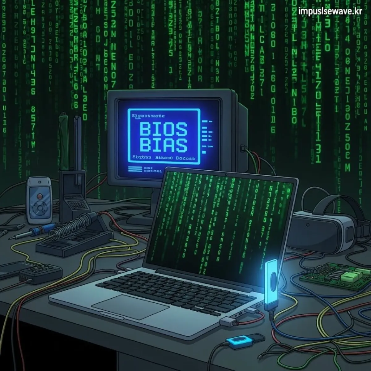 검은색 바이오스(BIOS) 화면에서 부팅 순서를 USB로 변경하는 장면과 윈도우 설치 로고