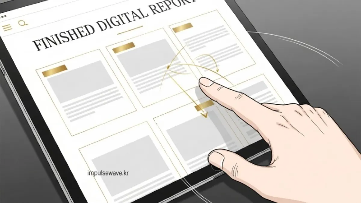 한글 문서가 깔끔한 PDF 파일로 변환되어 태블릿 PC에서 열려 있는 모습