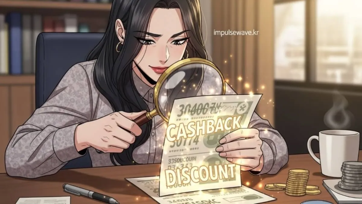 고지서 위로 돋보기가 놓여 있고