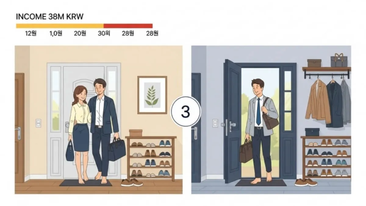 단독, 홑벌이, 맞벌이 가구를 상징하는 아이콘과 각각의 소득 상한선이 표시된 인포그래픽