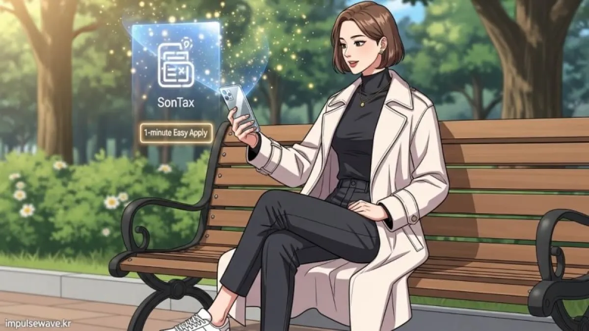 스마트폰 화면의 손택스(SonTax) 앱 실행 화면과