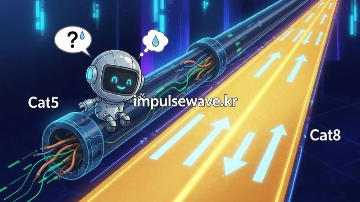 도로 폭이 좁은 1차선과 넓은 8차선을 비교하며 데이터 흐름을 시각화한 대역폭 인포그래픽