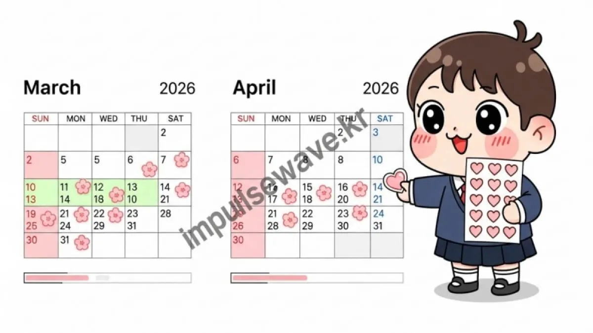 햇살이 비치는 벚나무 가지에서 막 터지기 시작한 꽃망울과 온도계를 든 손