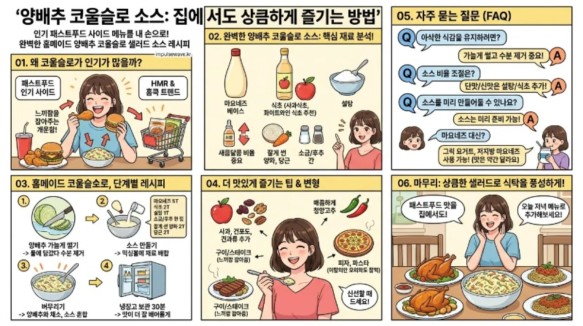 양배추 코울슬로 소스, 집에서 상큼하게 즐기는 비법