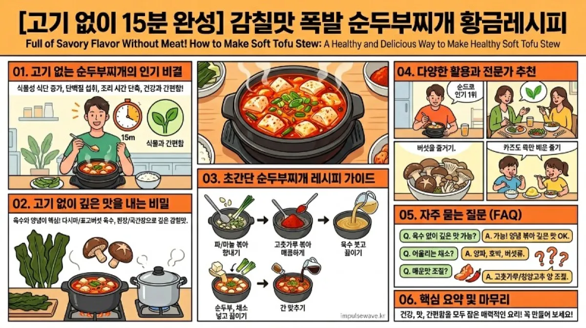 고기 없는 순두부찌개 레시피: 15분 만에 깊은 맛 내는 비법
