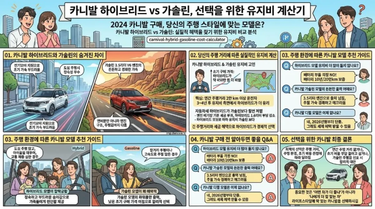 카니발 하이브리드 가솔린, 선택을 위한 유지비 계산기