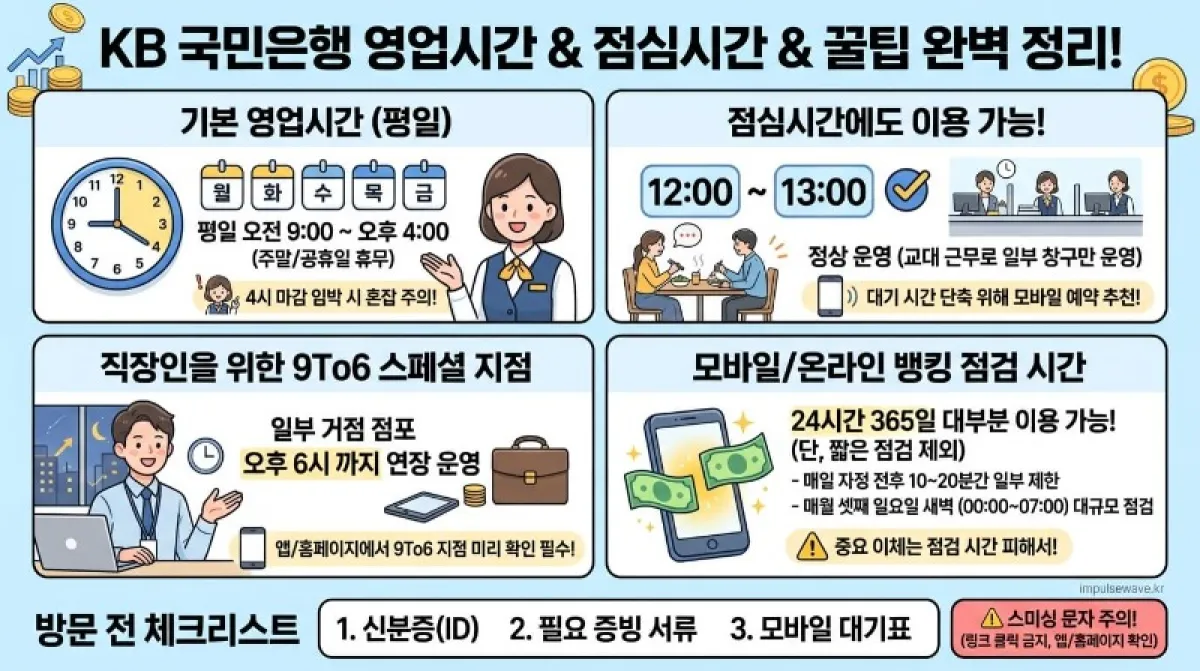 2026 KB국민은행 영업시간부터 점심시간, 온라인 뱅킹 점검 시간까지 상세 가이드