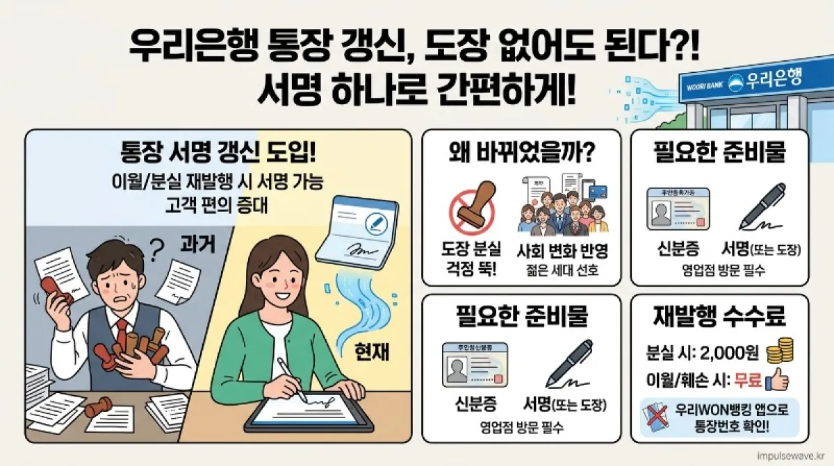 우리은행 통장 재발급 간편 가이드: 도장 없이 서명으로! 꿀팁