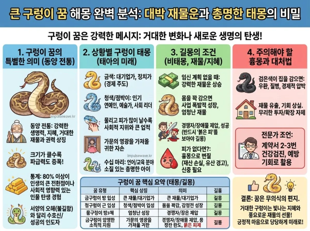 뱀띠 꿈 풀이 커다란 구렁이 태몽 및 지혜를 얻는 길몽 정리