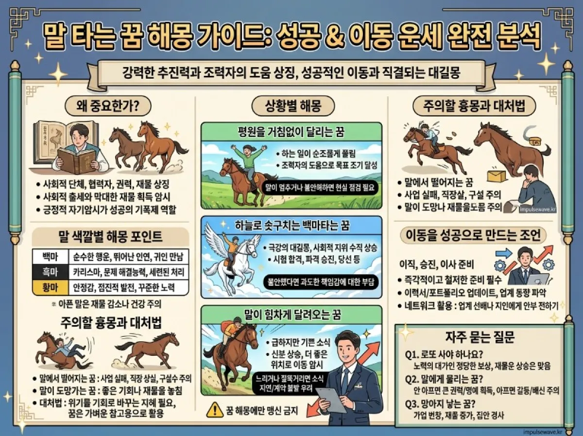 말띠 꿈 가이드 말을 타고 달리는 꿈의 성공과 이동수 정보