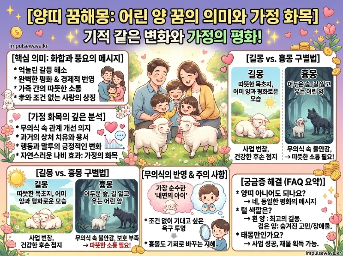 양띠 꿈해몽 새끼 양 나오는 꿈의 화합과 가정의 평화 의미