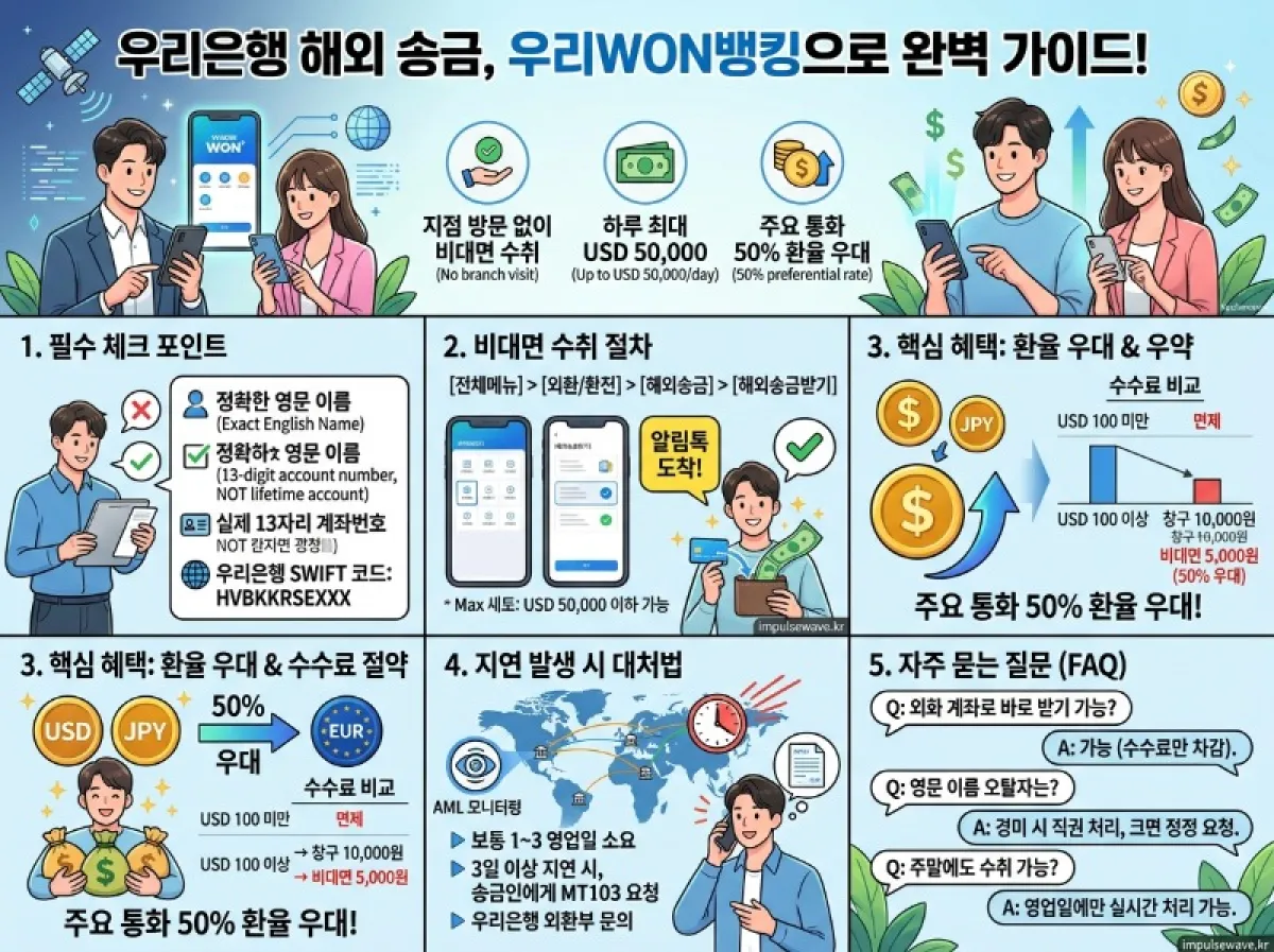 우리은행 외화송금 받기 수령 확인 절차 보내기 우대 환율