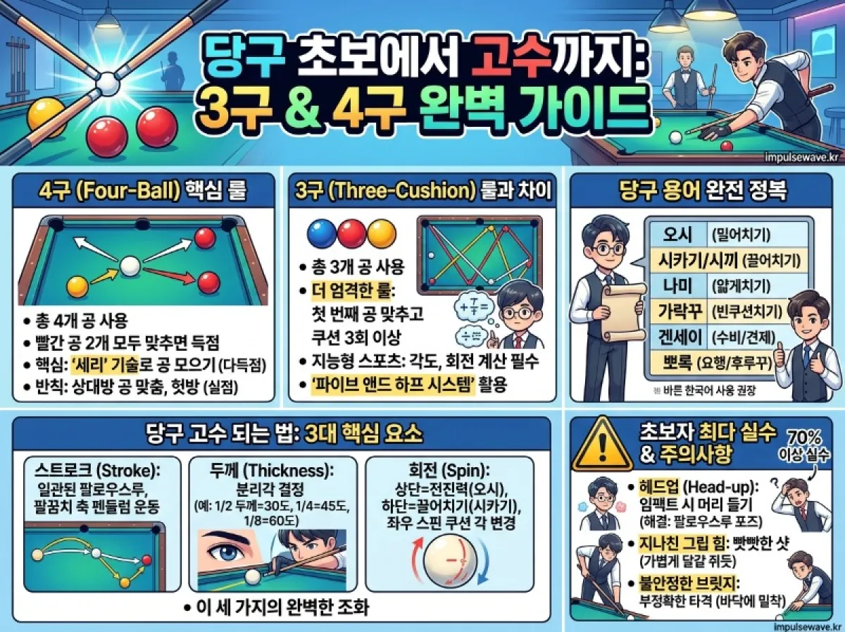 당구 3구 4구 규칙 용어 룰 잘치는법은? 고수들의 비밀