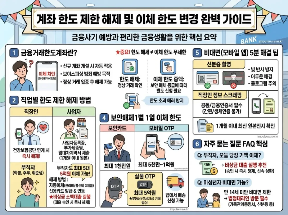 한도 제한 계좌 해제 방법 및 이체 한도 변경 방법