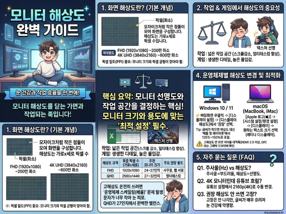화면 해상도 변경 방법, 중요성, 운영체제별 최적화