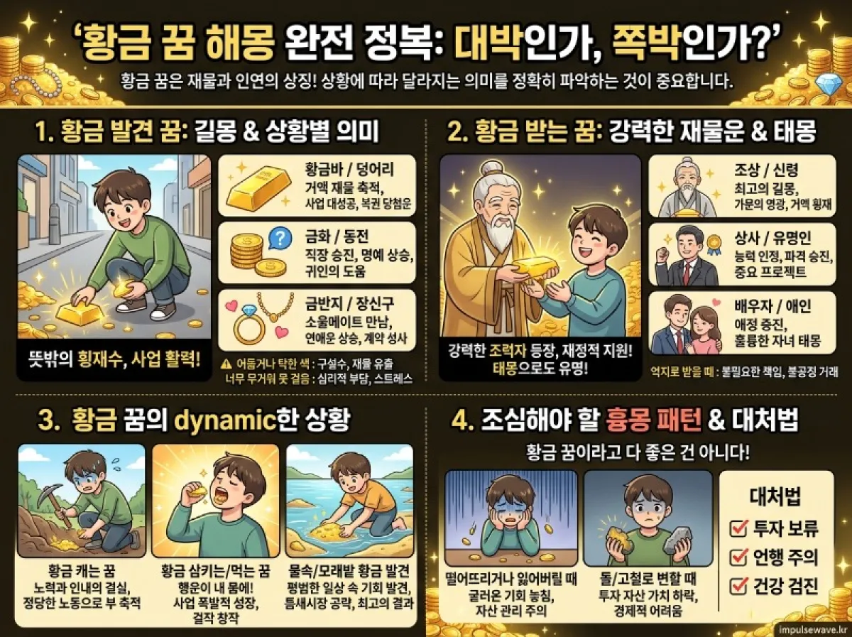 금 줍는 꿈 금을 받는 꿈 뜻 풀이 해몽 완벽 정리